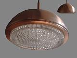  deckenlampe, 60er jahre, kupfer + glas,